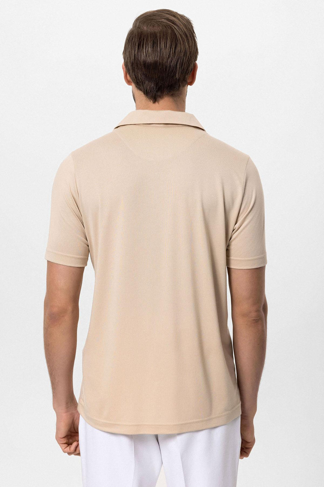 Men's Beige Camp Collar Regular Fit  T-Shirt - Wessi