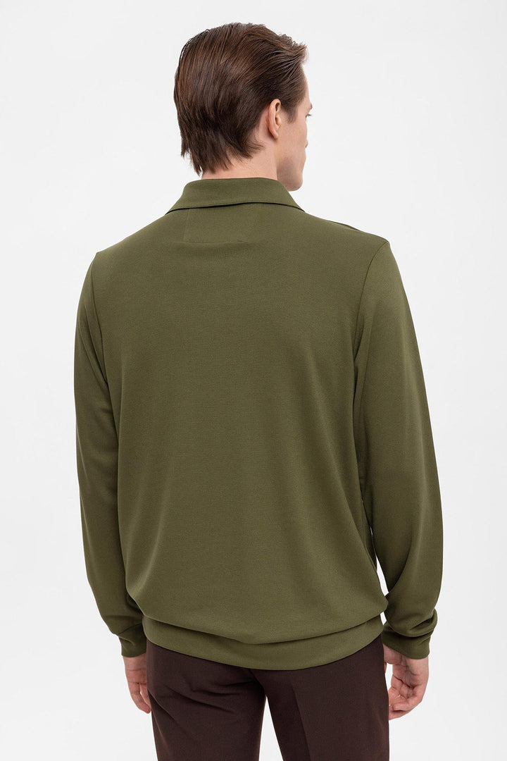 Maglione a maniche lunghe vestibilità regolare con colletto verde Camp - Wessi