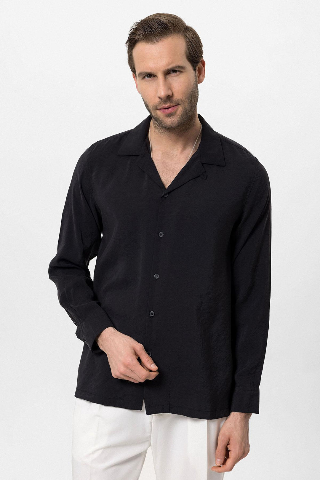 Men's Black Relaxed Fit Basic  T-Shirt - Wessi