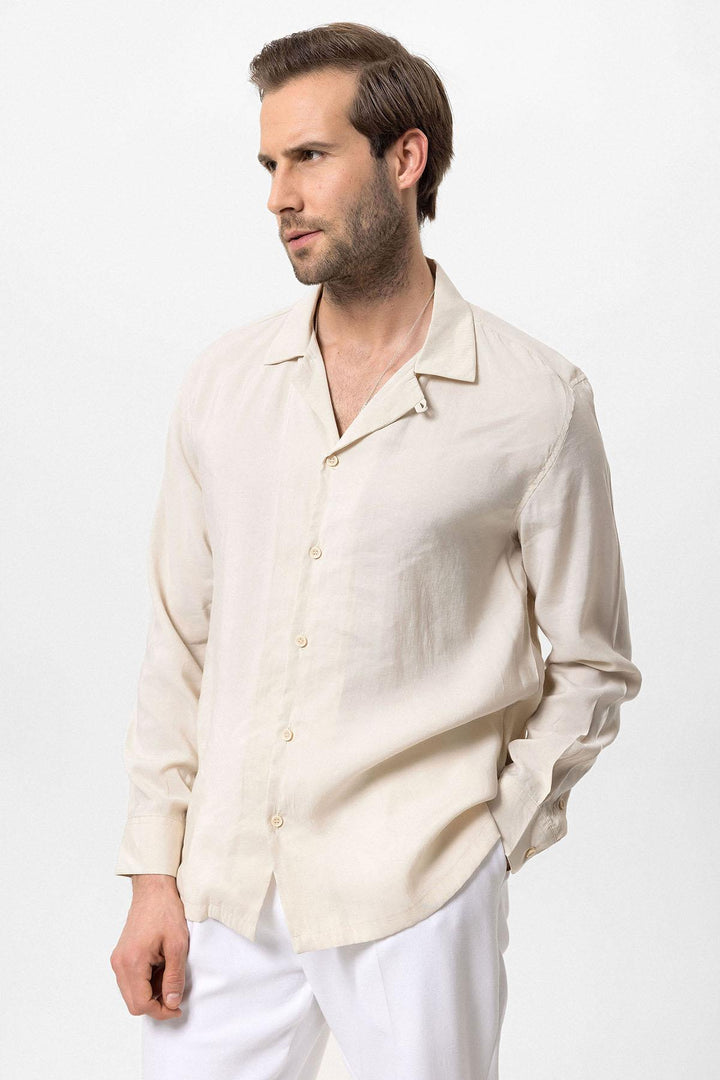 Men's Stone Camp Collar Long Sleeve  Shirt - Wessi