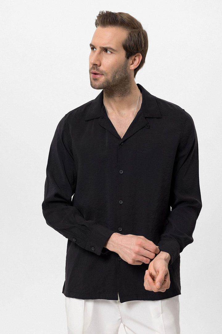 Men's Black Relaxed Fit Basic  T-Shirt - Wessi