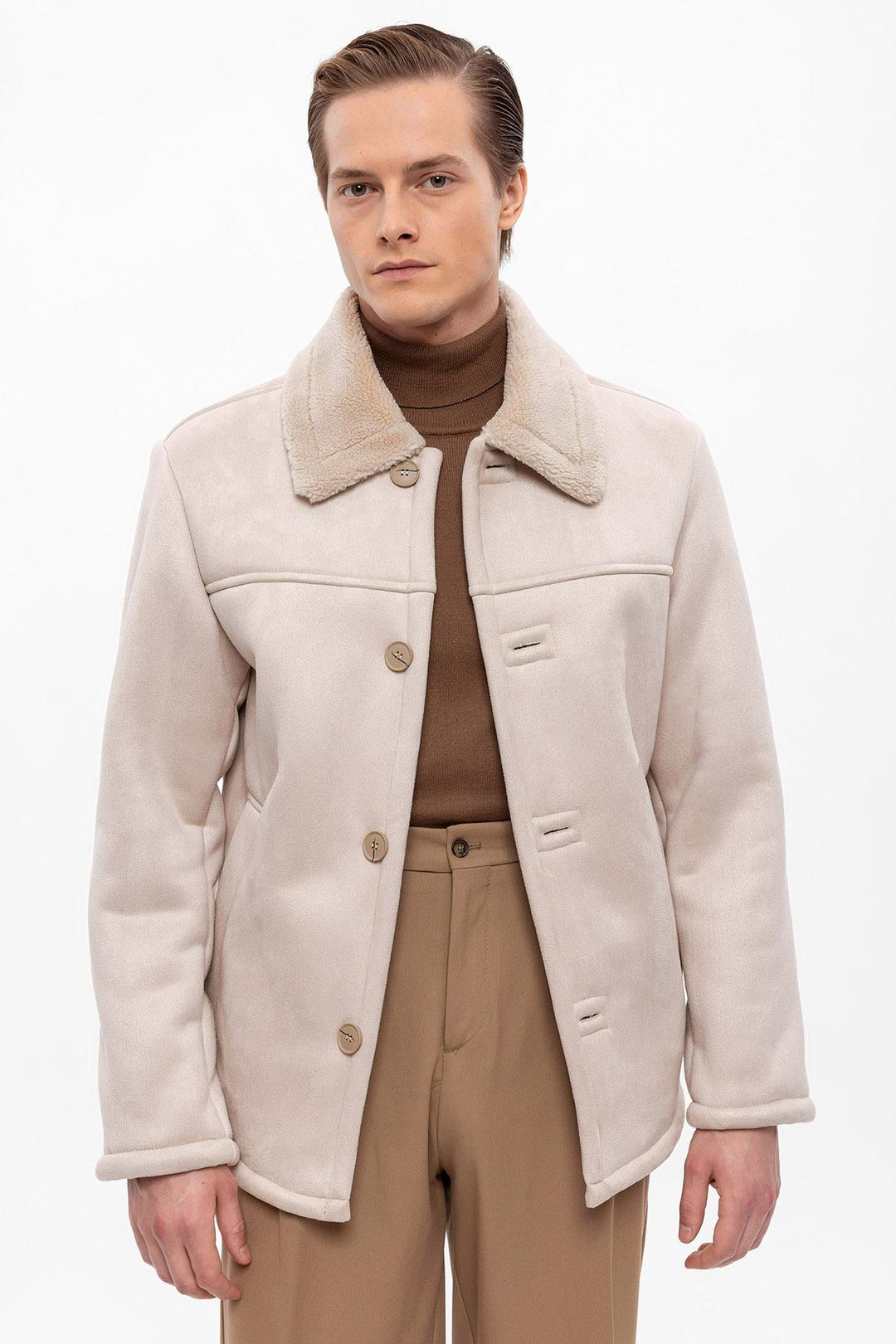 Chaqueta de hombre de ante con forro beige - Wessi