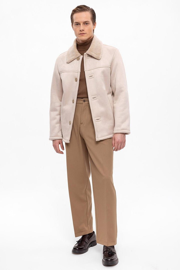 Chaqueta de hombre de ante con forro beige - Wessi