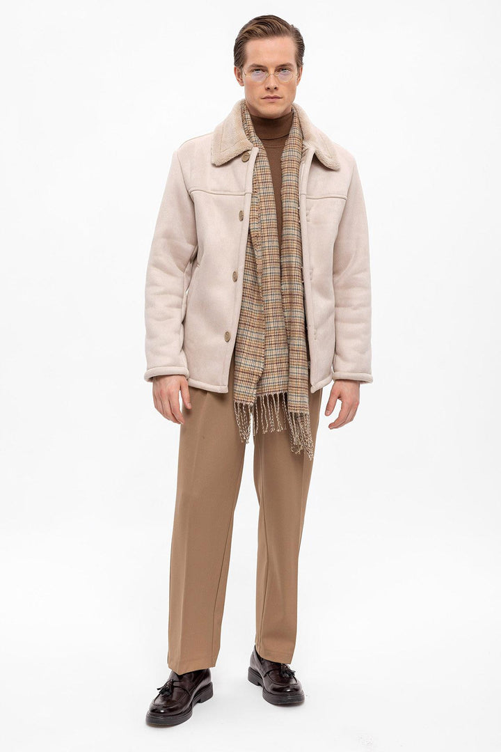 Chaqueta de hombre de ante con forro beige - Wessi