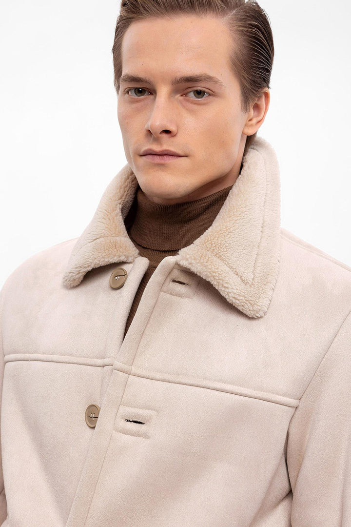 Chaqueta de hombre de ante con forro beige - Wessi