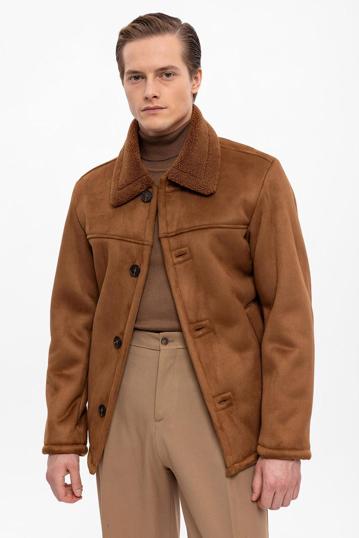 Men's Brown Lined Suede  Jacket - Wessi