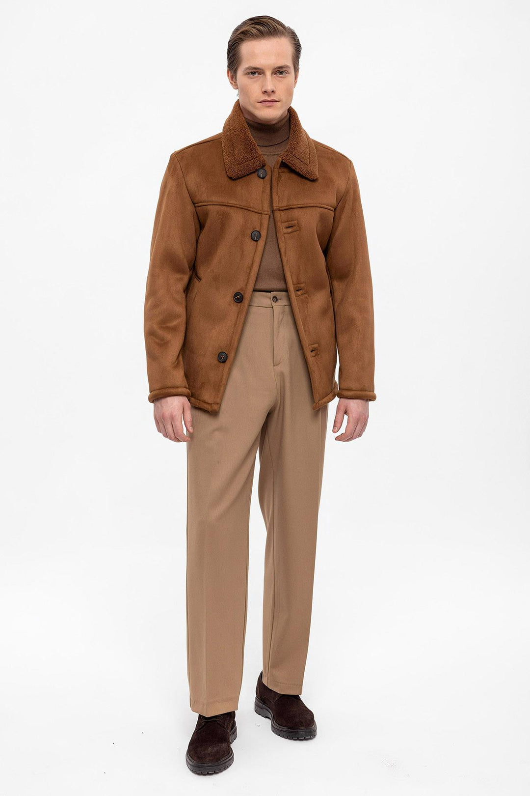 Men's Brown Lined Suede  Jacket - Wessi