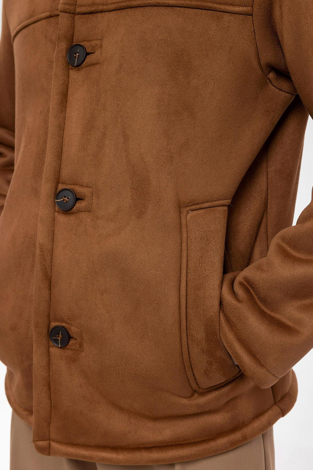 Men's Brown Lined Suede  Jacket - Wessi