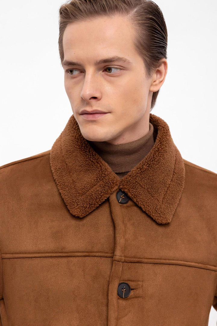 Men's Brown Lined Suede  Jacket - Wessi