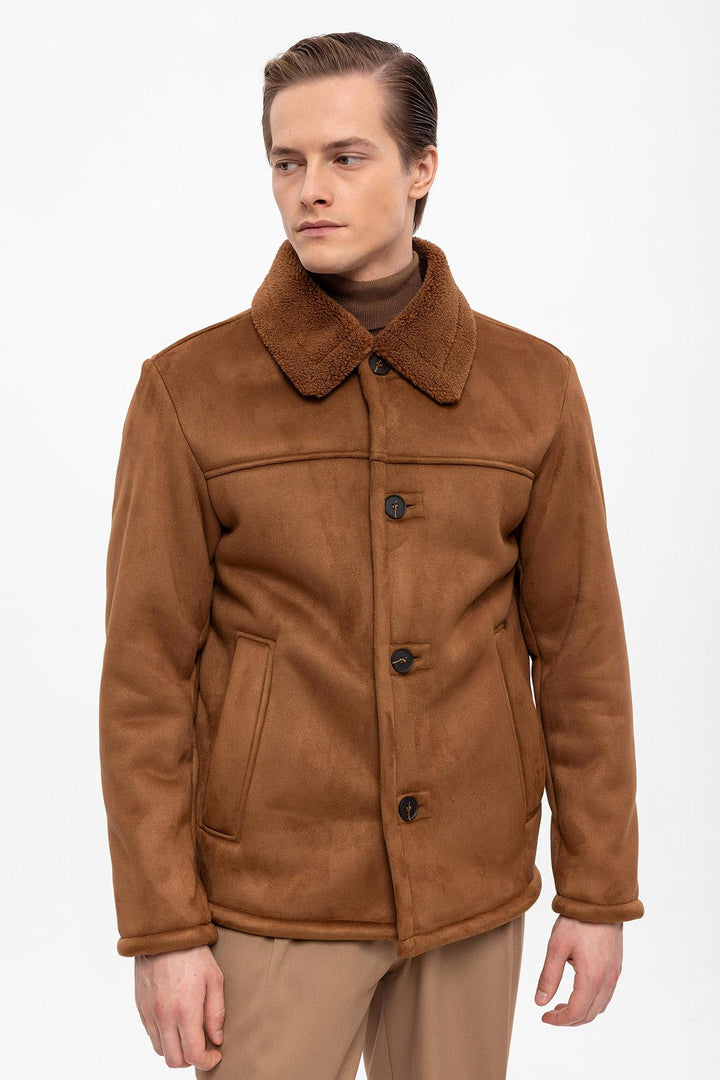 Men's Brown Lined Suede  Jacket - Wessi