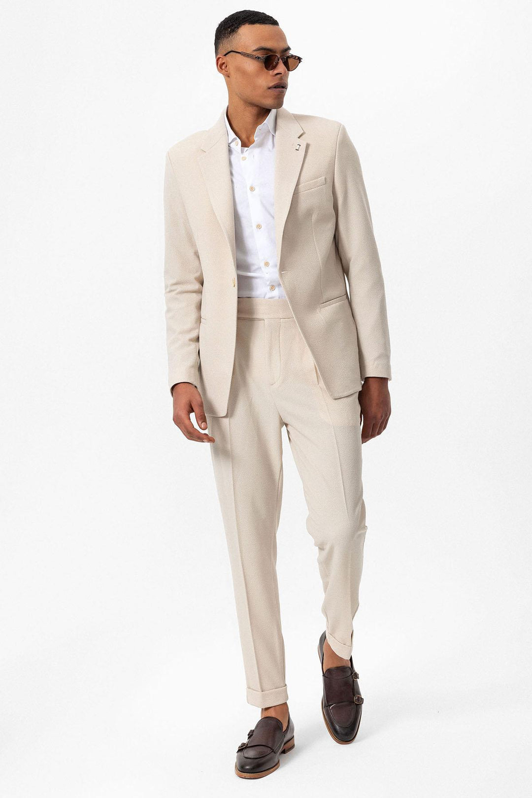 Blazer Hombre Liso Beige Un Botón - Wessi