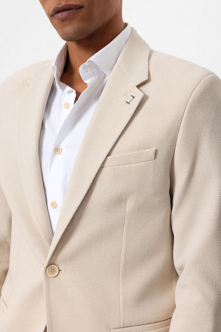 Blazer Hombre Liso Beige Un Botón - Wessi