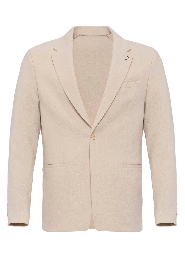 Blazer Hombre Liso Beige Un Botón - Wessi