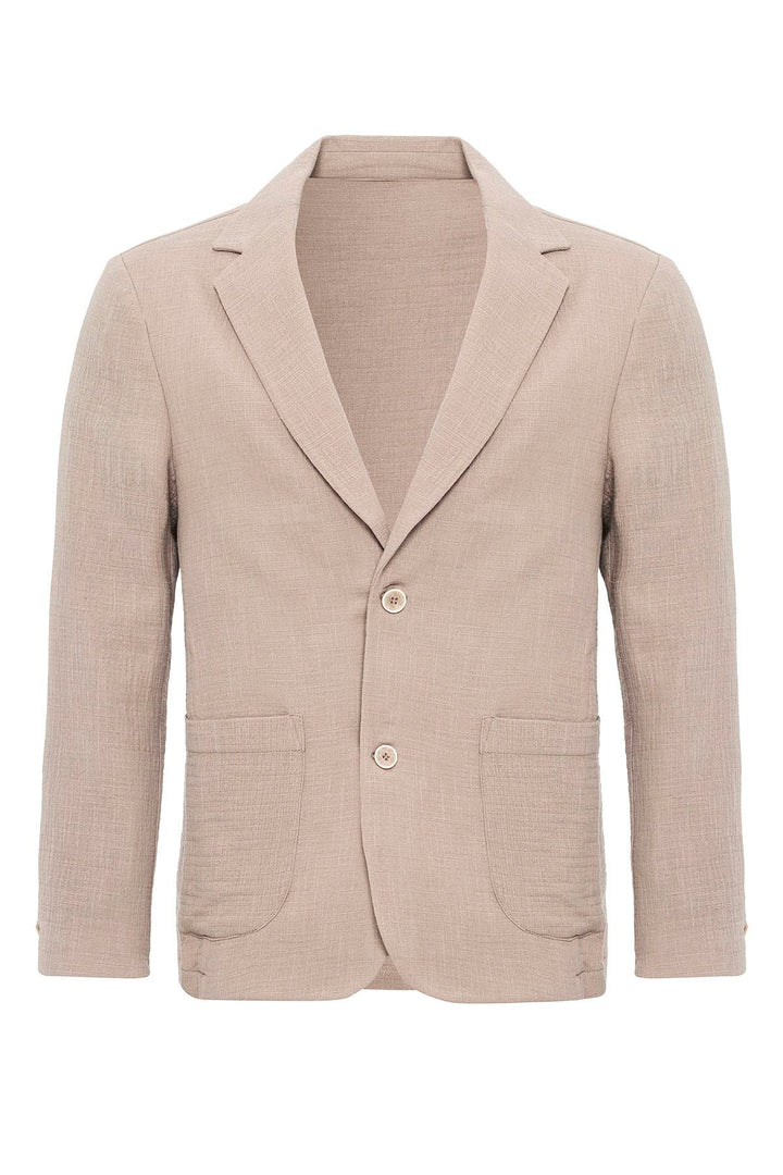 Chaqueta Blazer Hombre Liso Beige Con Bolsillos - Wessi