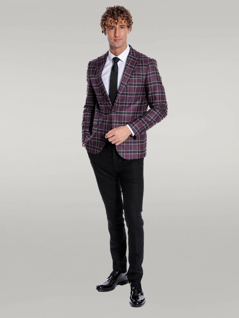 Blazer Hombre Slim Fit Morado Solapa De Pico - Wessi