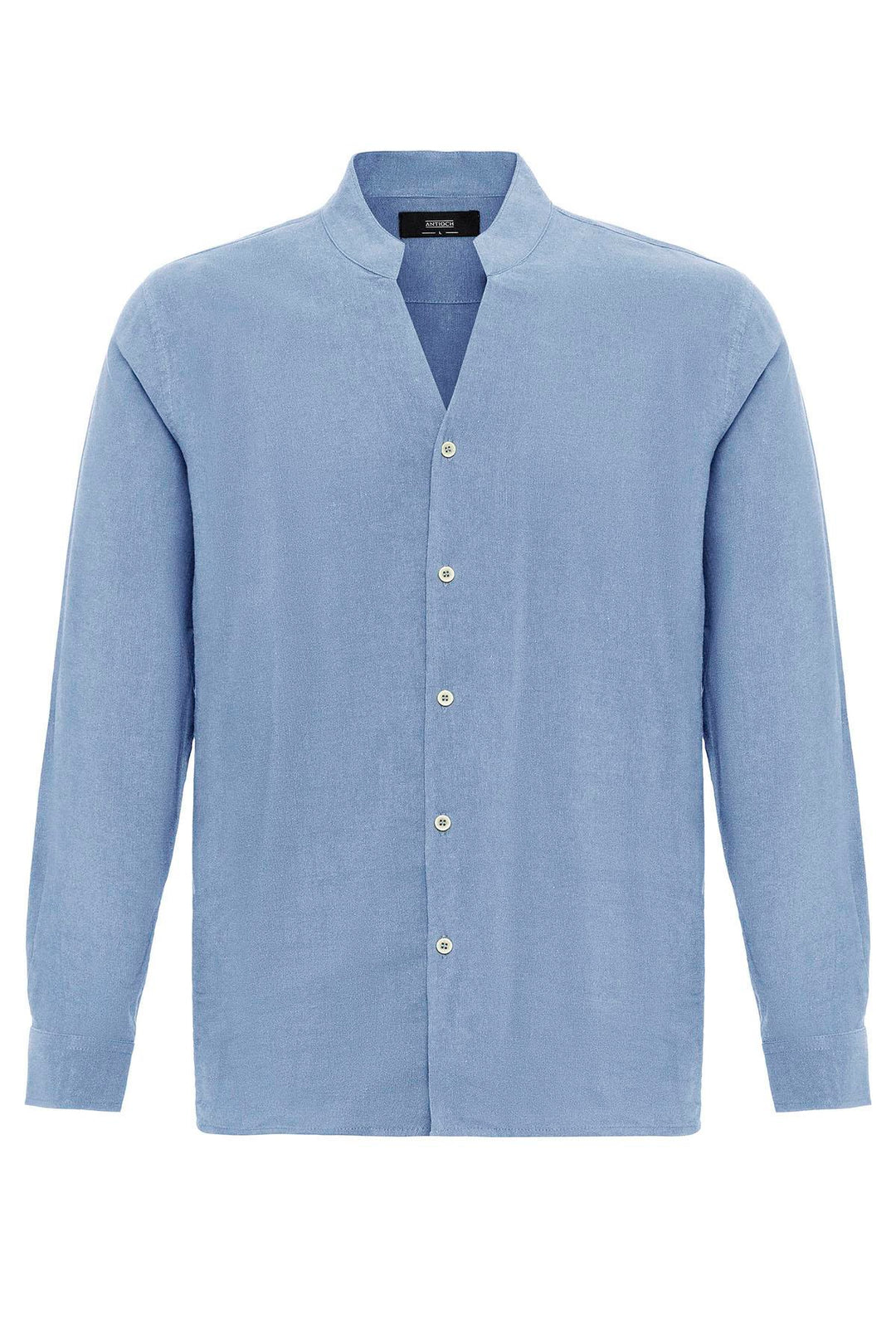 Chemise Homme Bleu Bébé Col Montant Manches Longues - Wessi