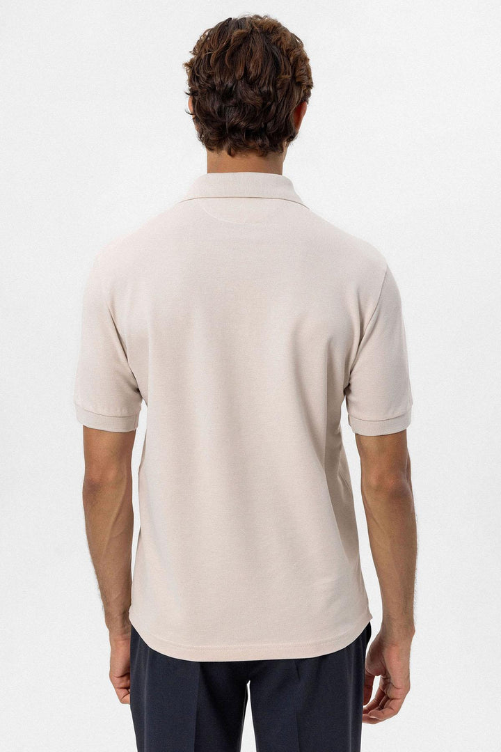 Men's Beige Polo Neck T-Shirt - Wessi