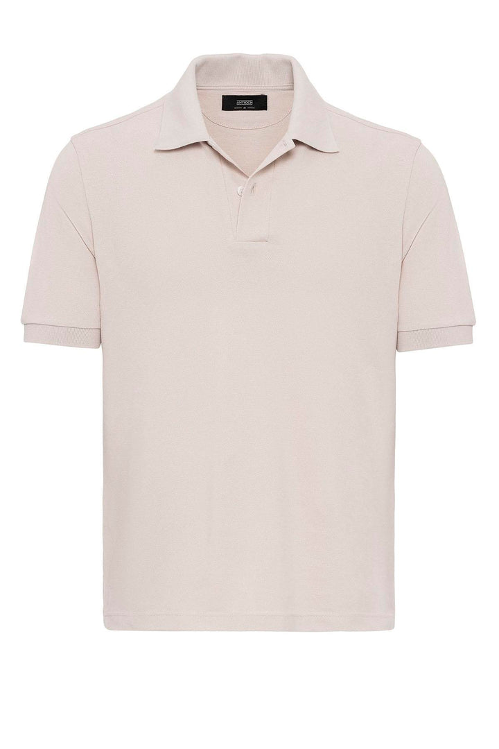 Men's Beige Polo Neck T-Shirt - Wessi