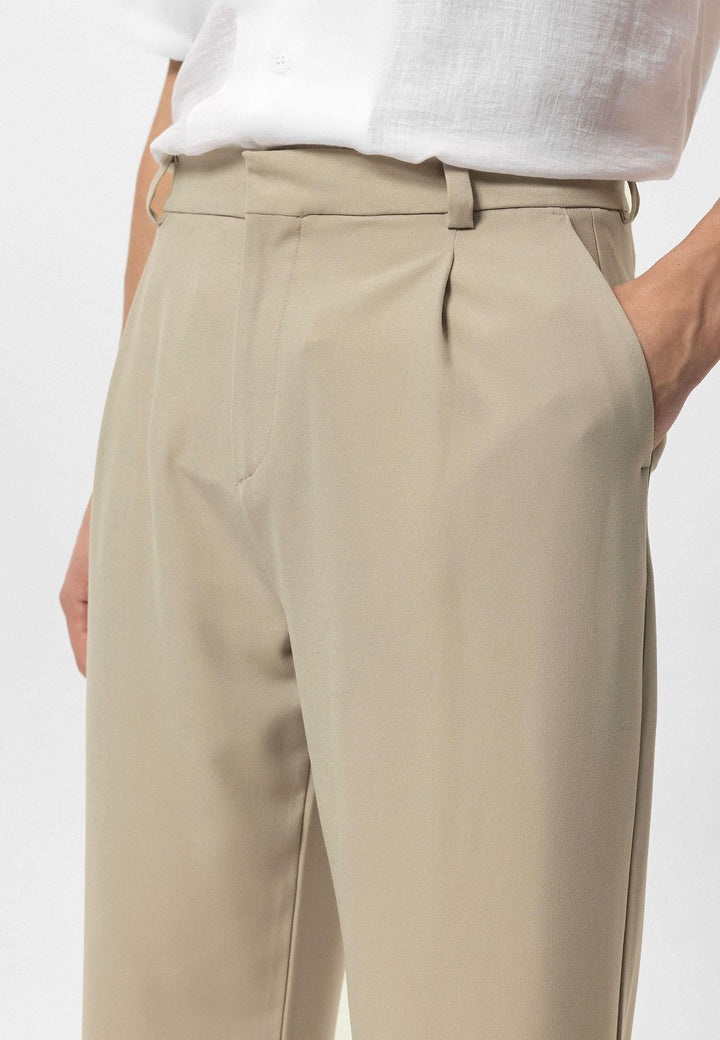 Pantalon Baggy Beige Taille Haute Homme - Wessi