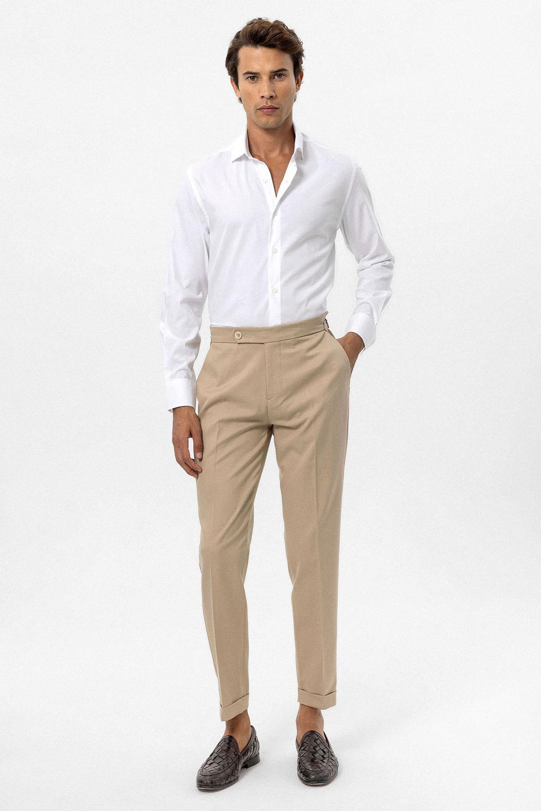 Pantalón Hombre Beige Talle Alto Regular Fit - Wessi