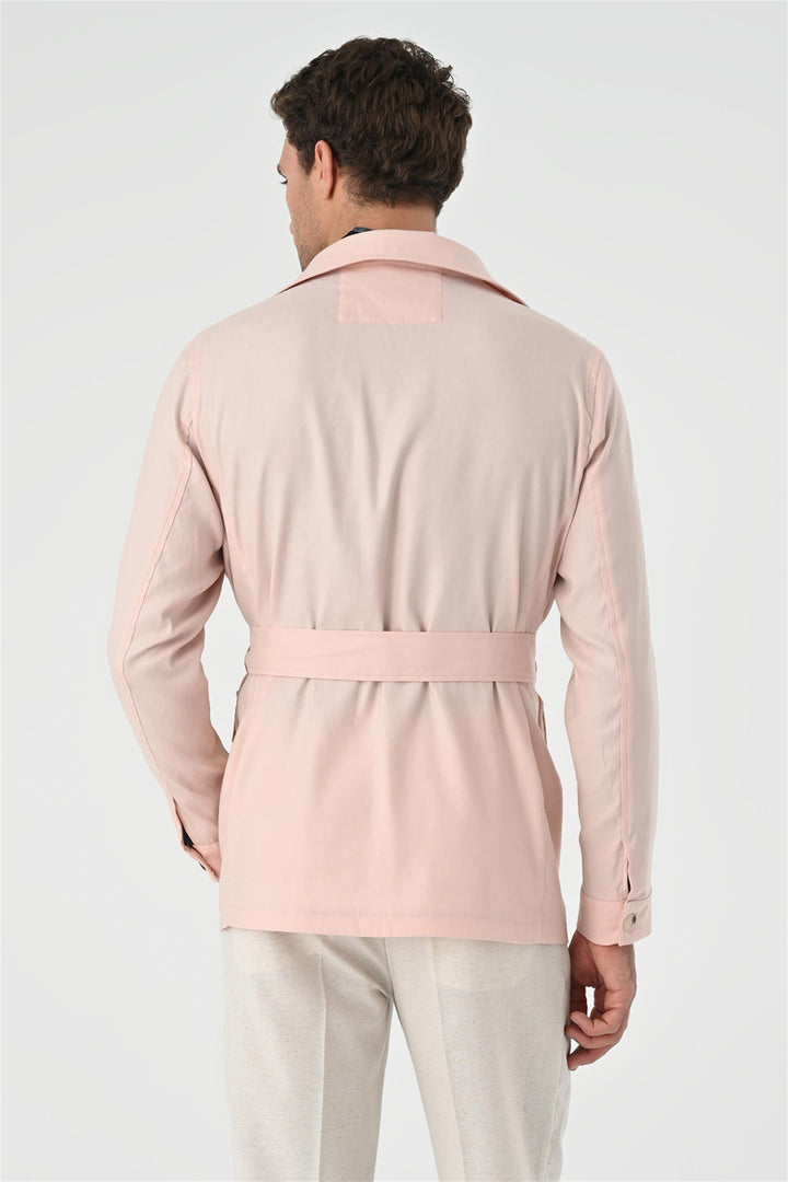 Manteau de Lin Saisonnier Ceinturé à Taille Poudre pour Homme - Wessi