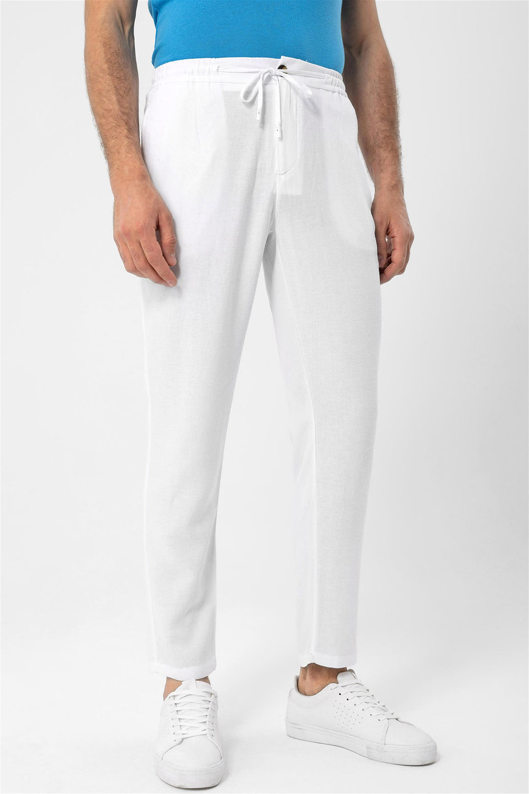 Pantalon Homme Blanc Taille Elastique - Wessi