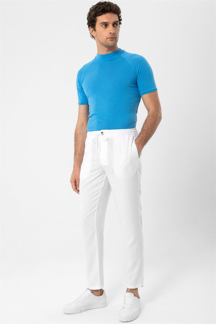 Pantalon Homme Blanc Taille Elastique - Wessi