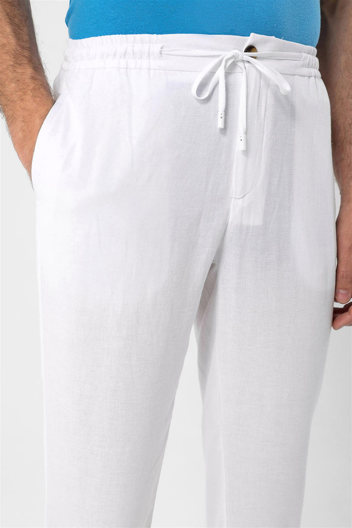 Pantalon Homme Blanc Taille Elastique - Wessi