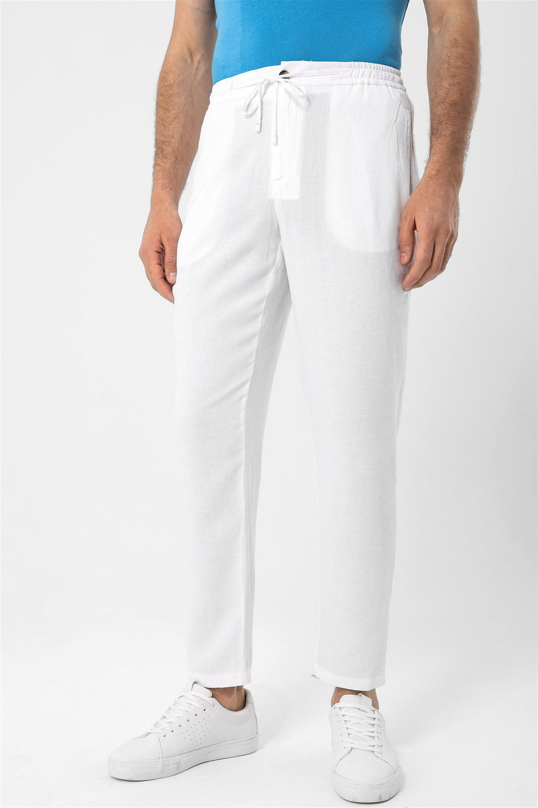 Pantalon Homme Blanc Taille Elastique - Wessi