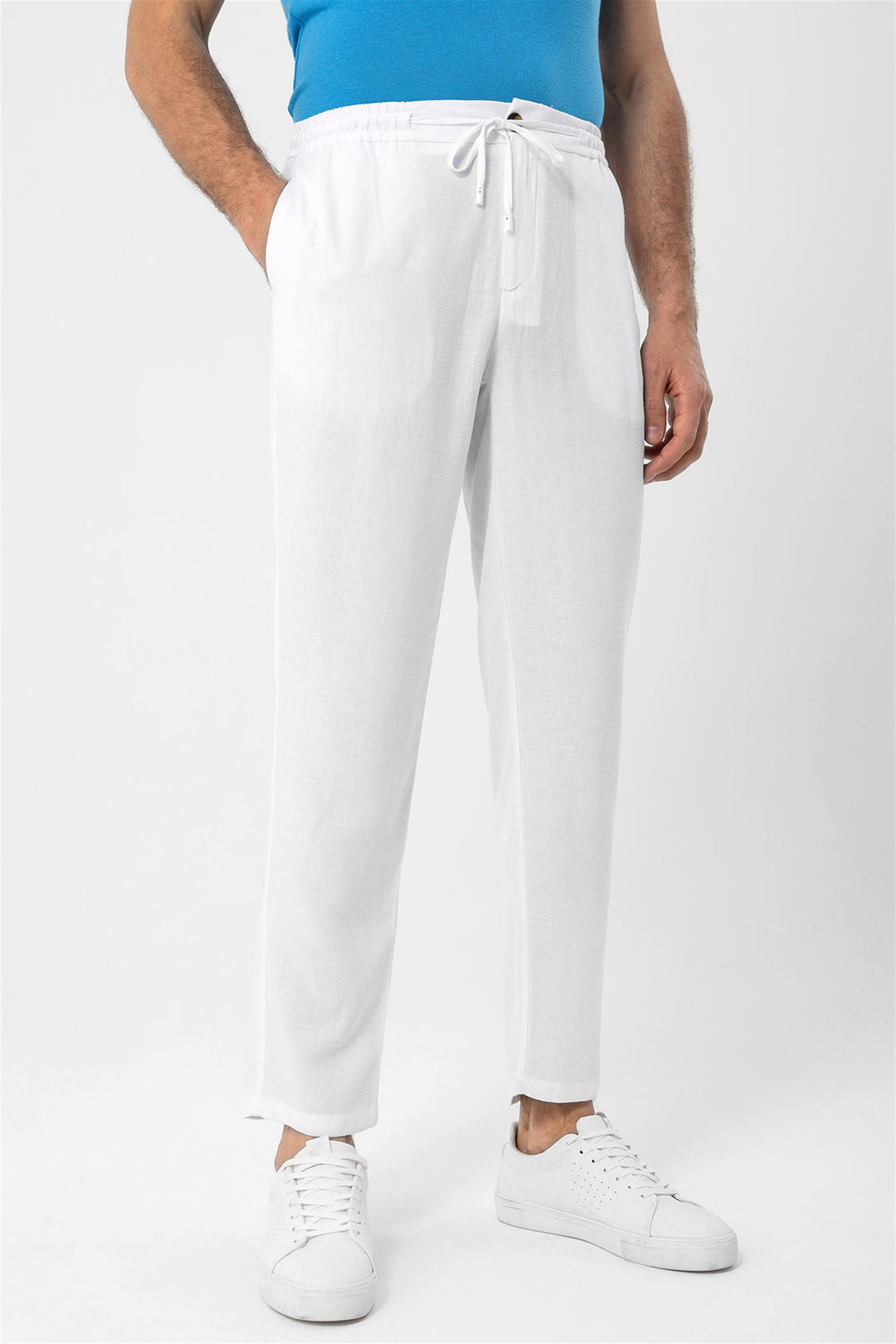 Pantalon Homme Blanc Taille Elastique - Wessi