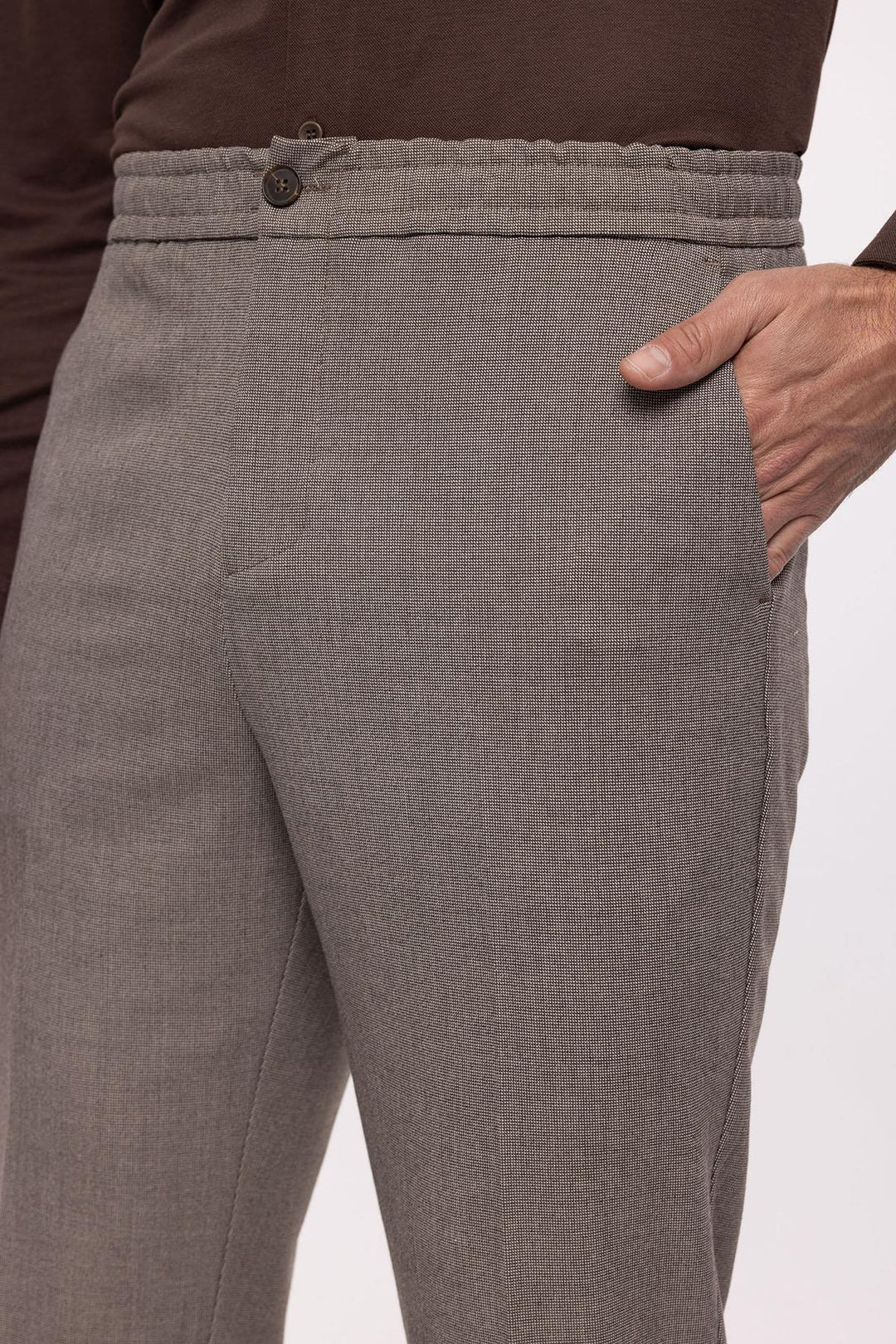 Pantaloni Regular Fit Beige da Uomo con Vita Elastica - Wessi