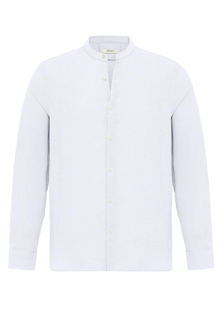 Camisa tejida con cuello mao blanca para hombre - Wessi