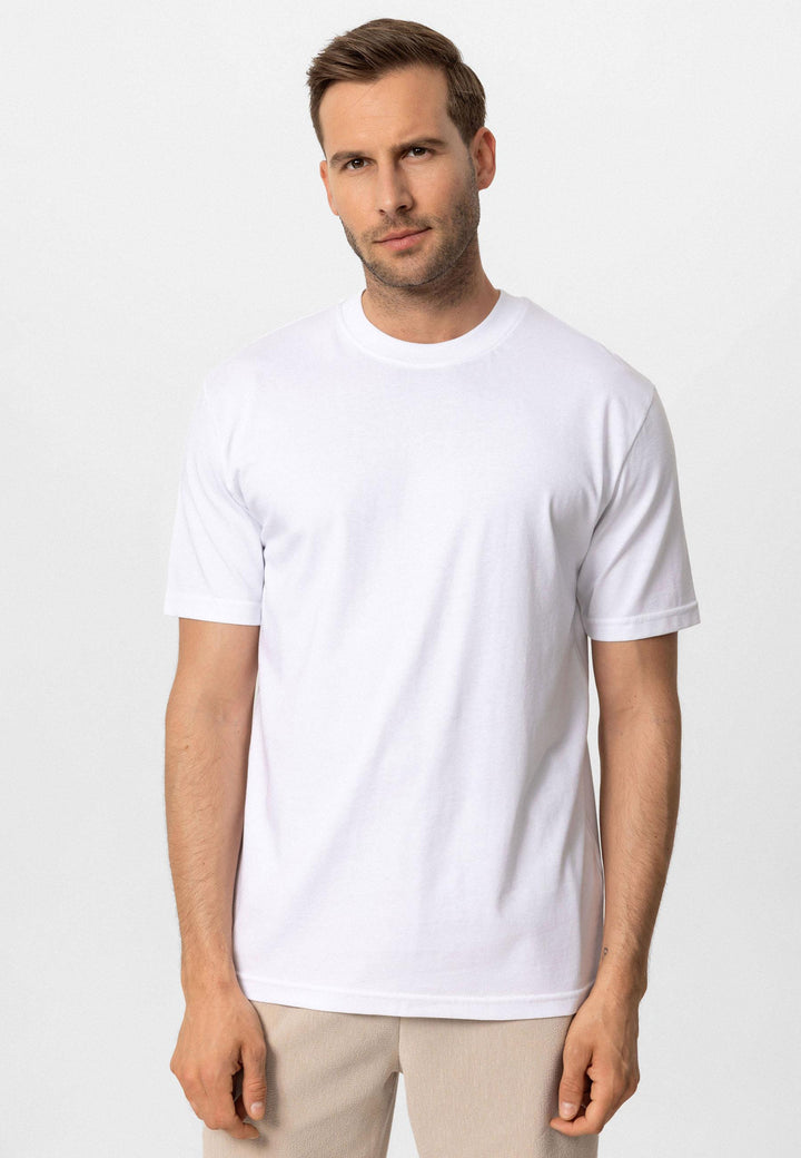 Camiseta básica de hombre blanca con cuello redondo - Wessi