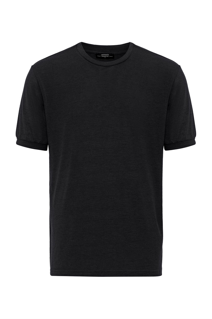 Men's Black Crew Neck  T-Shirt - Wessi