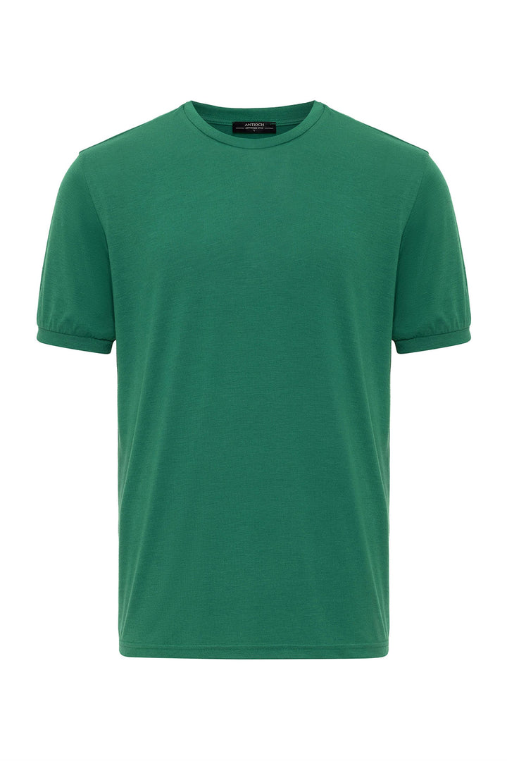 Camiseta de cuello redondo verde para hombre - Wessi