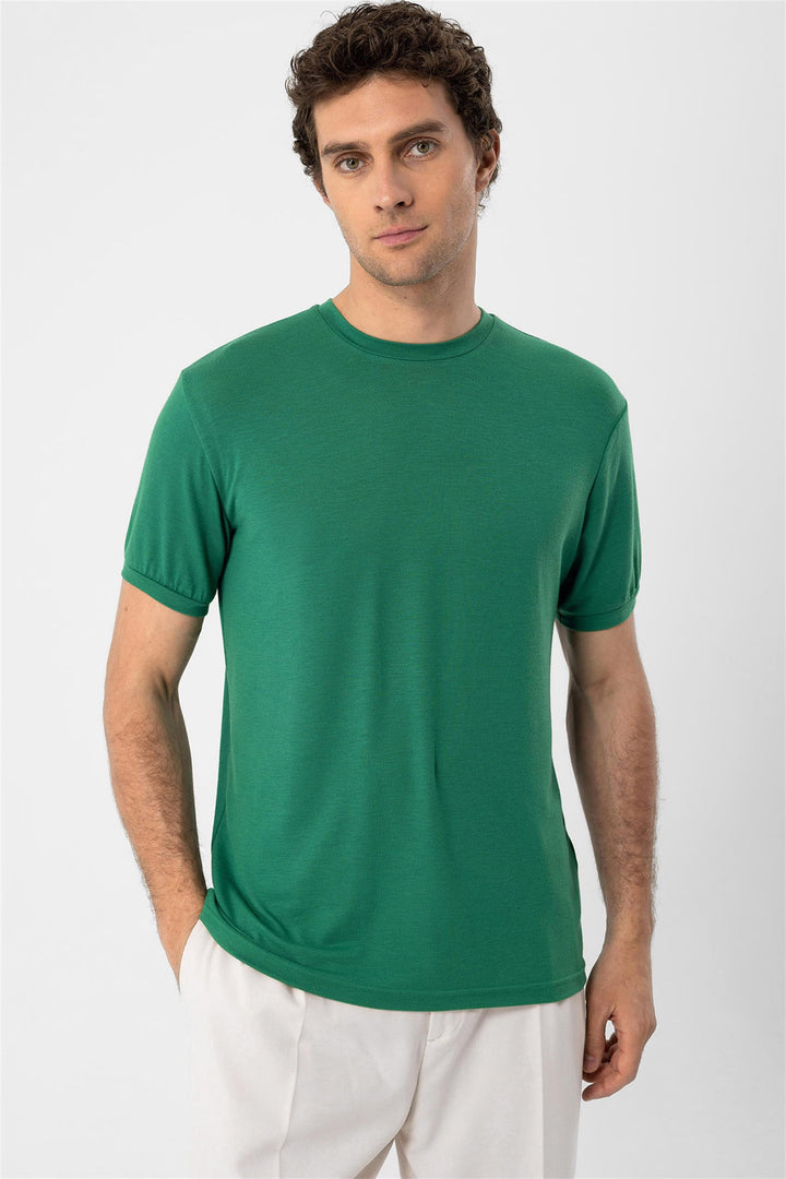 Camiseta de cuello redondo verde para hombre - Wessi