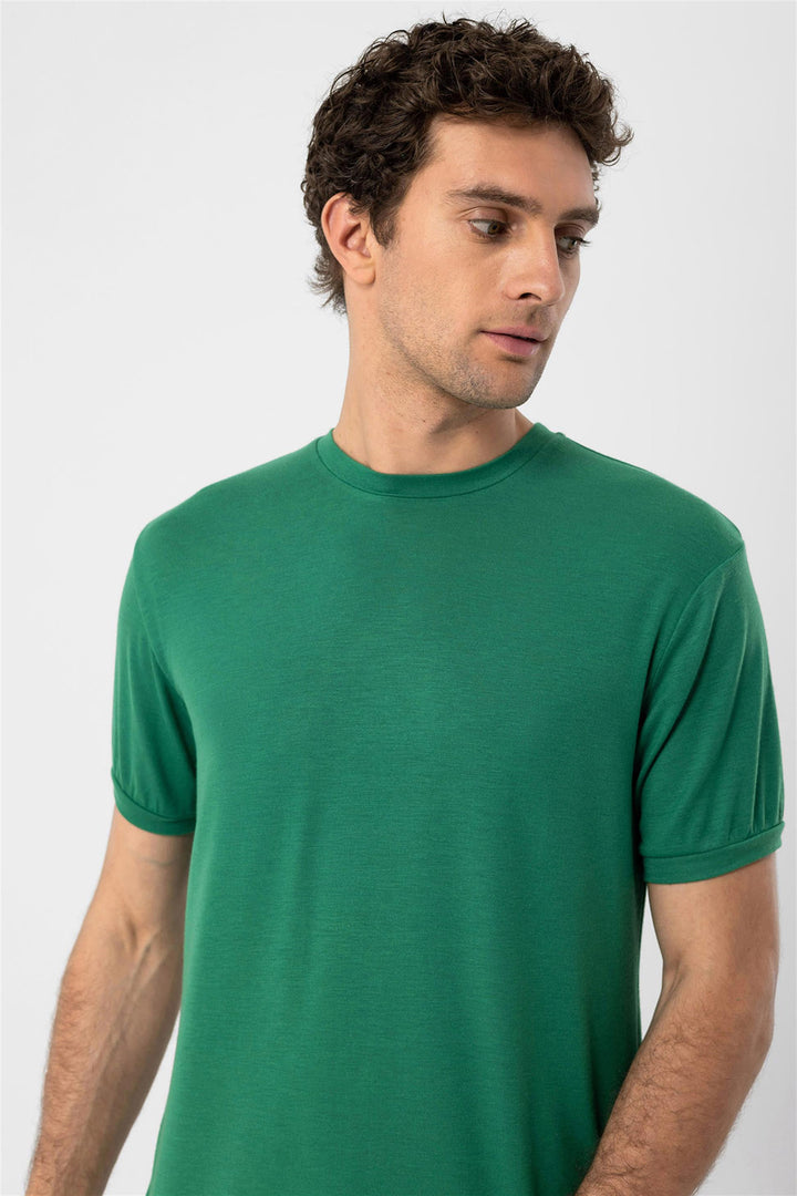 Camiseta de cuello redondo verde para hombre - Wessi