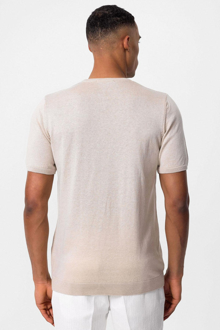 T-Shirt Homme Beige Col Rond en Maille - Wessi