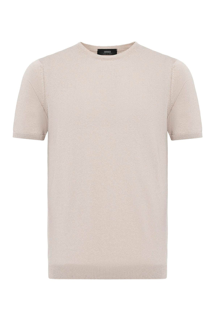 T-Shirt Homme Beige Col Rond en Maille - Wessi