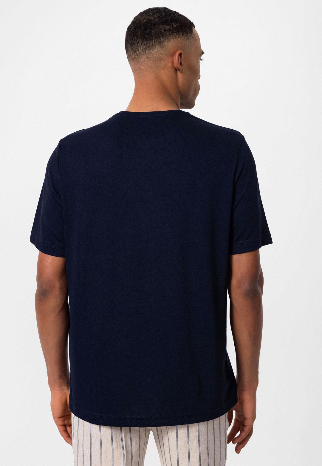 Men's Navy Blue Regular Fit Crew Neck T-Shirt - Wessi