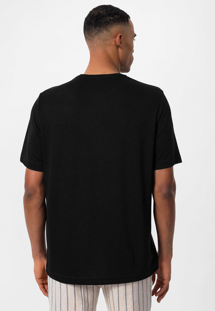 T-shirt noir à col rond coupe régulière pour homme - Wessi