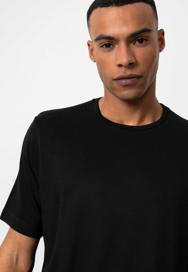 T-shirt noir à col rond coupe régulière pour homme - Wessi