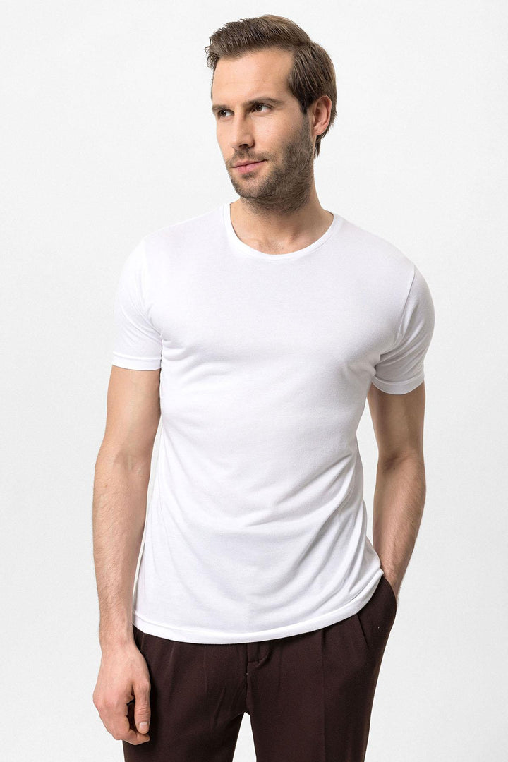 T-Shirt Slim Col Rond Homme Écru - Wessi