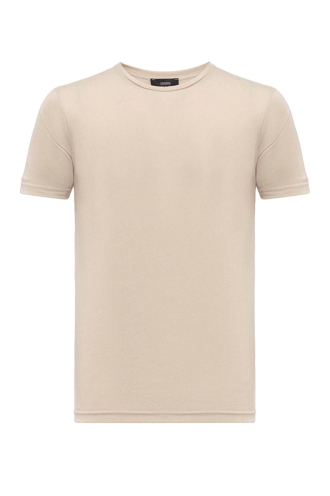 Camiseta Slim Fit Hombre Beige Cuello Redondo - Wessi