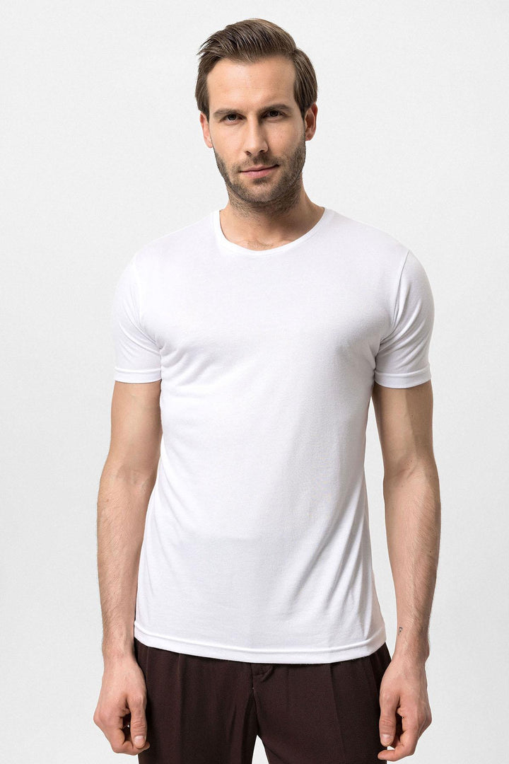 T-Shirt Slim Col Rond Homme Écru - Wessi