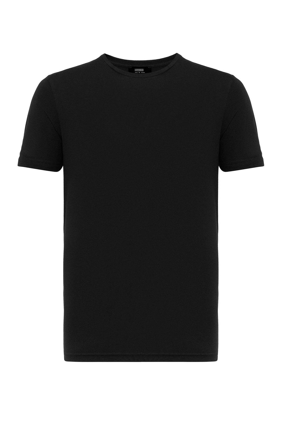 Camiseta ajustada de hombre negra con cuello redondo - Wessi