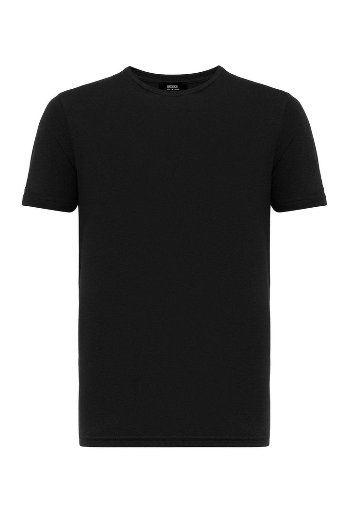 Camiseta ajustada de hombre negra con cuello redondo - Wessi