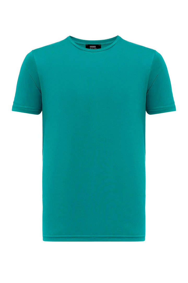 Camiseta slim fit de hombre verde con cuello redondo - Wessi