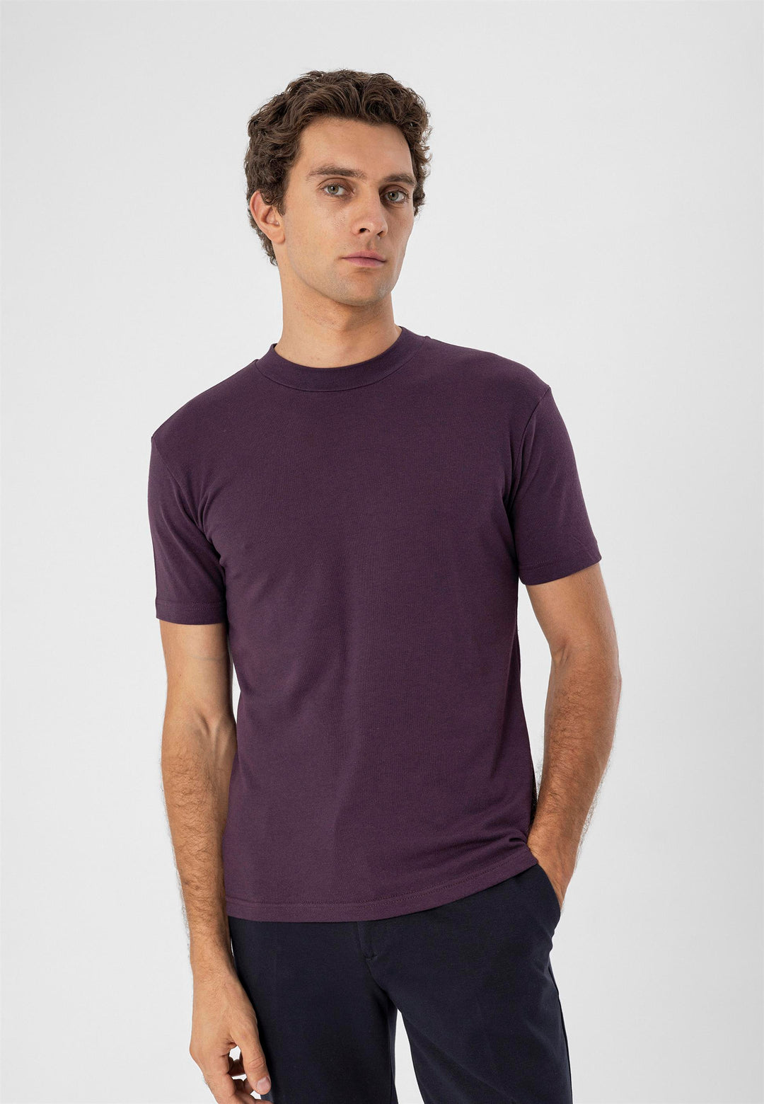 T-Shirt Slim Fit Col Rond Damson Homme - Wessi