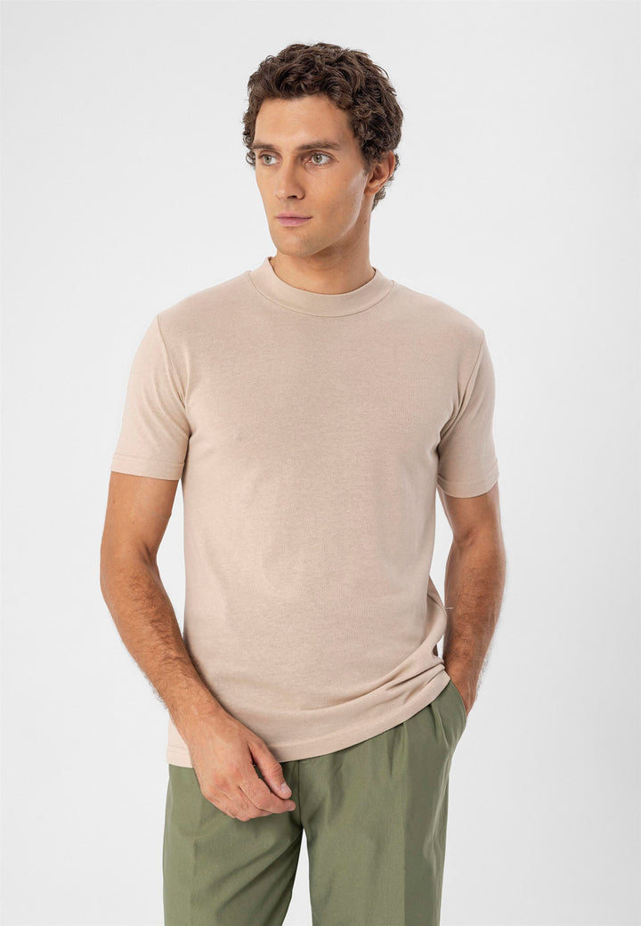 T-shirt slim fit girocollo beige da uomo - Wessi